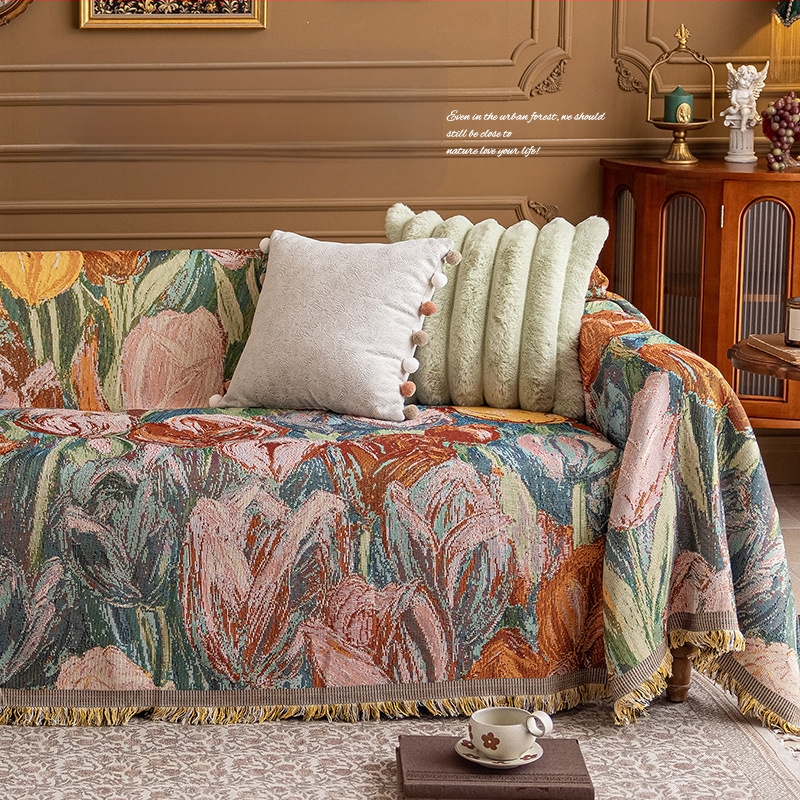 Poťah na sedačku v bohémskom štýle pre trojsedadový gauč, univerzálny na štyri ročné obdobia, kompletné prekrytie, abstraktný vzor, 100% Chenille