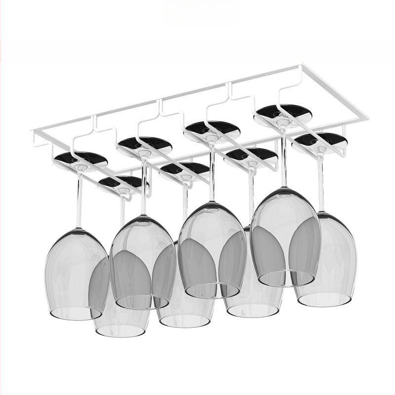 Obrátený nástenný stojan na poháre na víno – železná drôt, moderný jednoduchý štýl