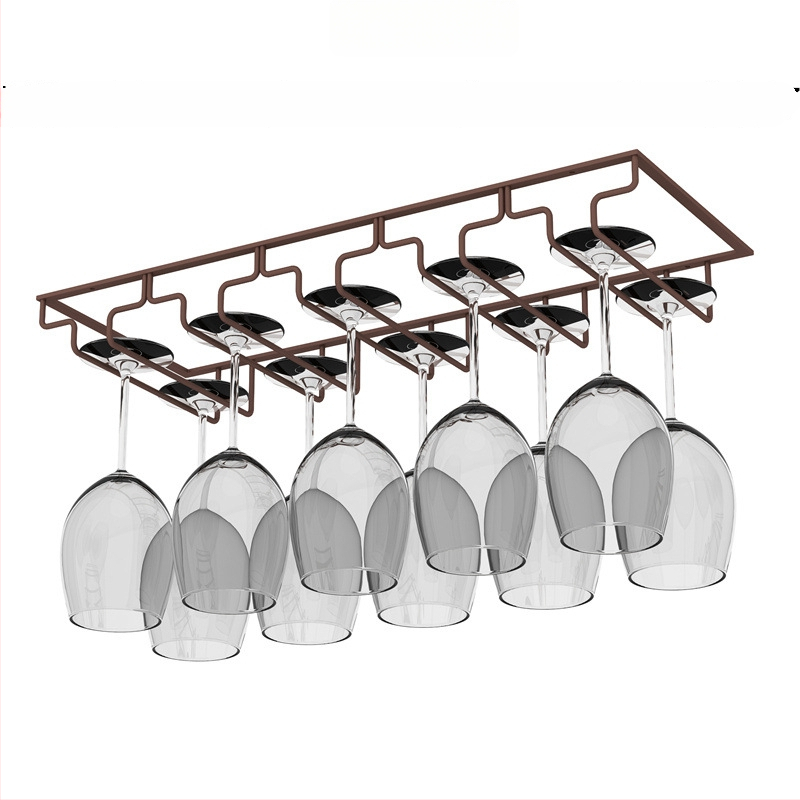 Obrátený nástenný stojan na poháre na víno – železná drôt, moderný jednoduchý štýl