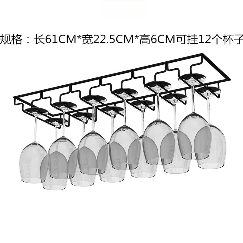 Obrátený nástenný stojan na poháre na víno – železná drôt, moderný jednoduchý štýl