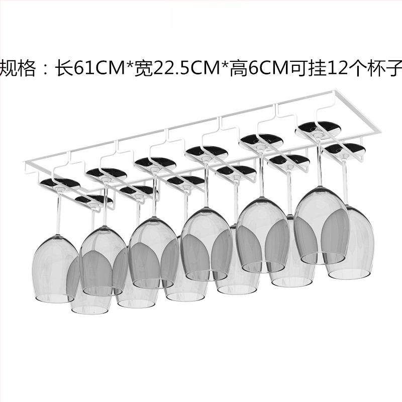 Obrátený nástenný stojan na poháre na víno – železná drôt, moderný jednoduchý štýl