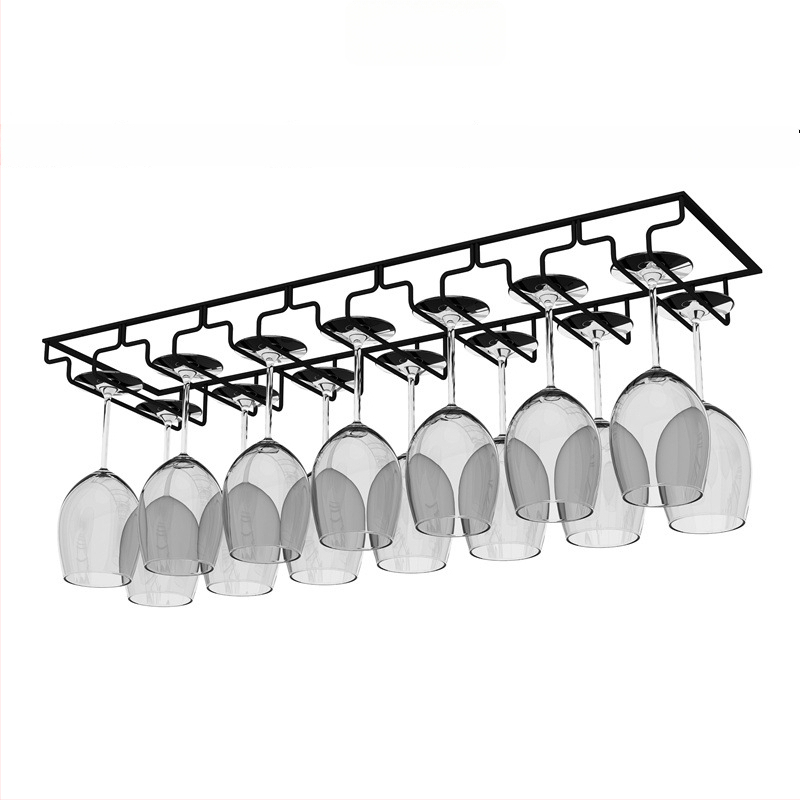 Obrátený nástenný stojan na poháre na víno – železná drôt, moderný jednoduchý štýl