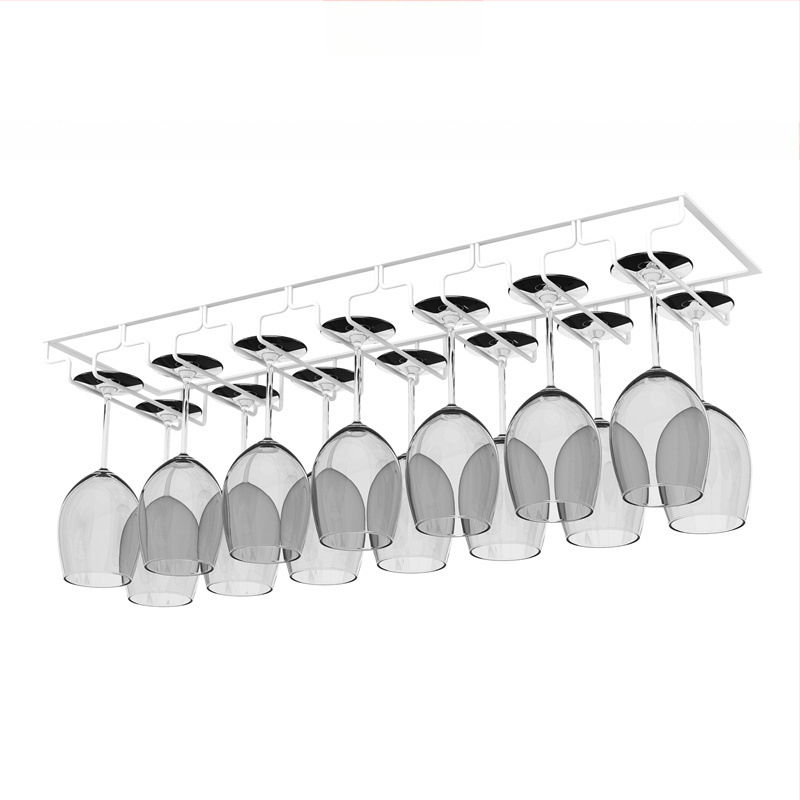 Obrátený nástenný stojan na poháre na víno – železná drôt, moderný jednoduchý štýl