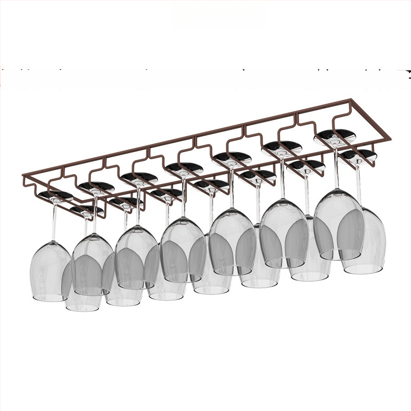 Obrátený nástenný stojan na poháre na víno – železná drôt, moderný jednoduchý štýl