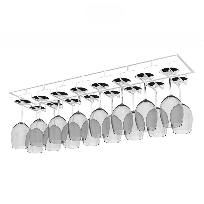 Obrátený nástenný stojan na poháre na víno – železná drôt, moderný jednoduchý štýl