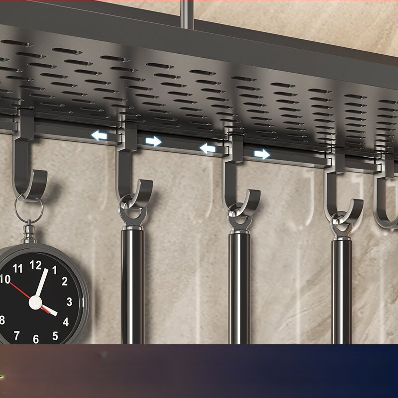 Kuchynský stenový regál zo Space hliníka, multifunkčný s držiakom na nože (bez montáže)