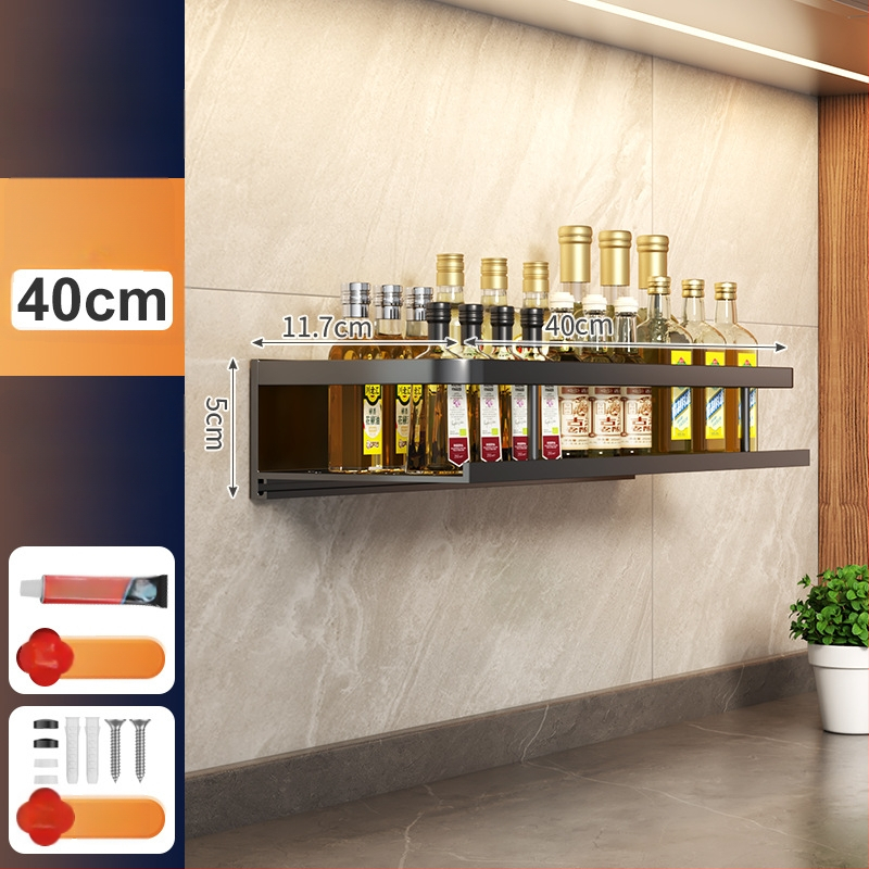 Kuchynský stenový regál zo Space hliníka, multifunkčný s držiakom na nože (bez montáže)