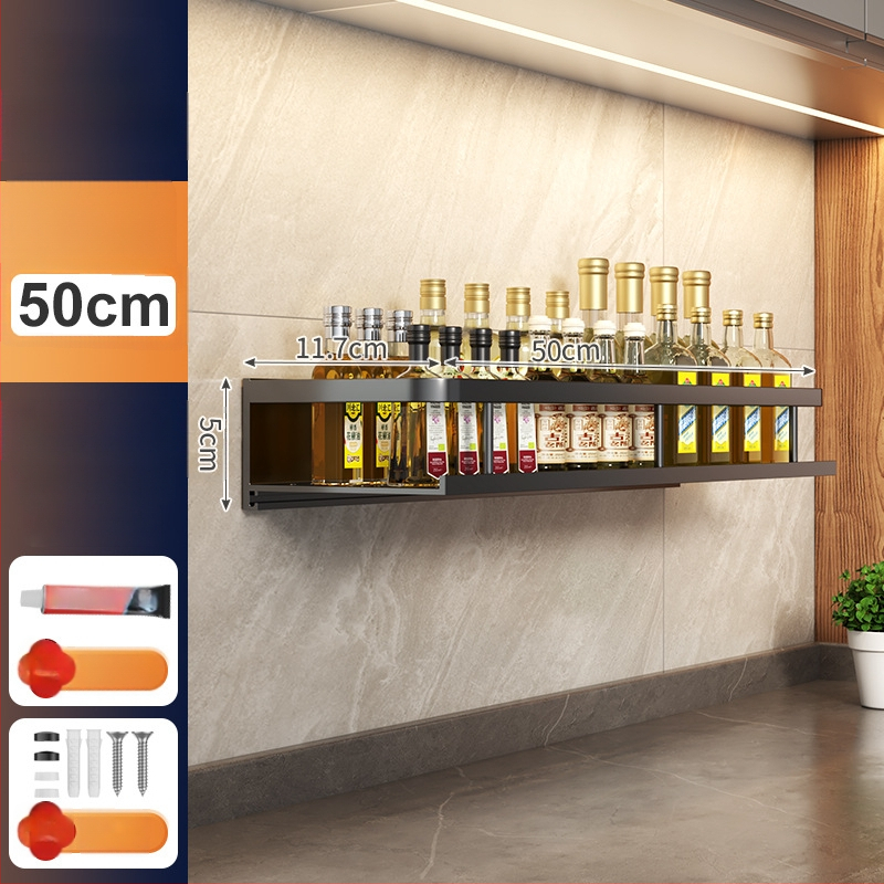 Kuchynský stenový regál zo Space hliníka, multifunkčný s držiakom na nože (bez montáže)