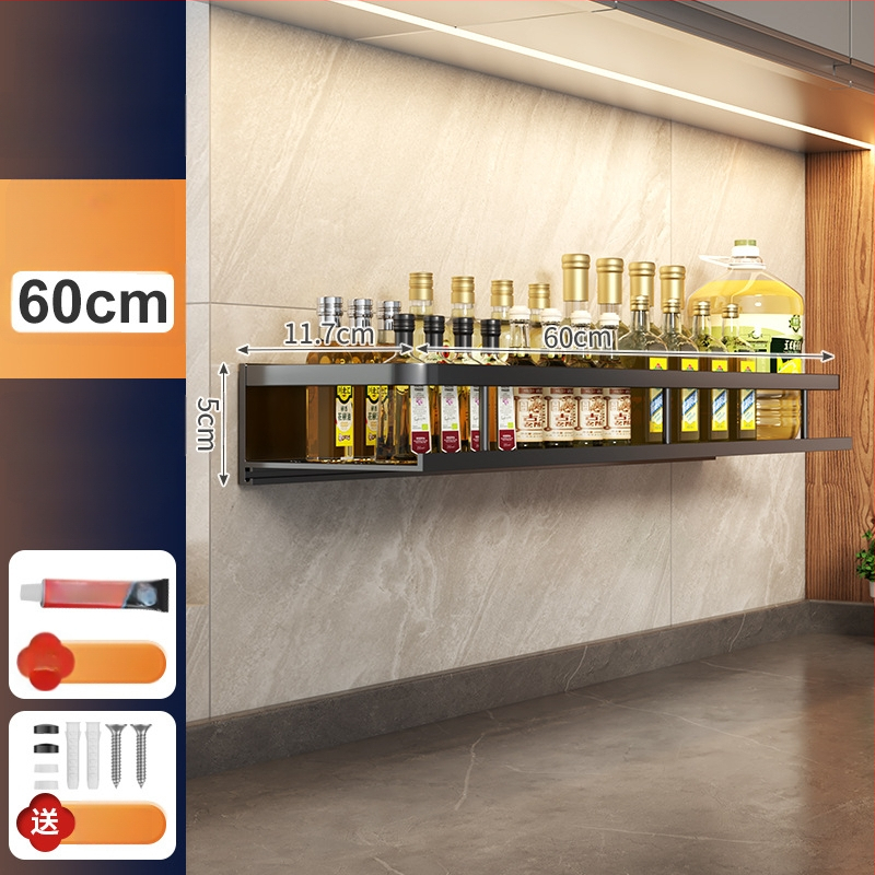 Kuchynský stenový regál zo Space hliníka, multifunkčný s držiakom na nože (bez montáže)