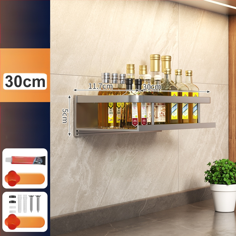 Kuchynský stenový regál zo Space hliníka, multifunkčný s držiakom na nože (bez montáže)