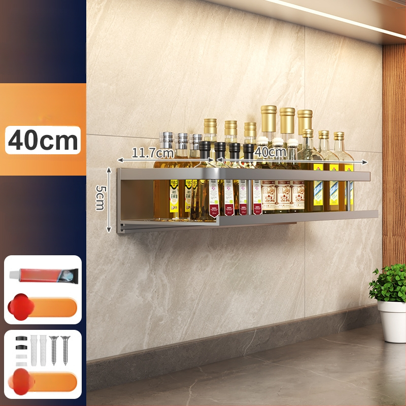 Kuchynský stenový regál zo Space hliníka, multifunkčný s držiakom na nože (bez montáže)