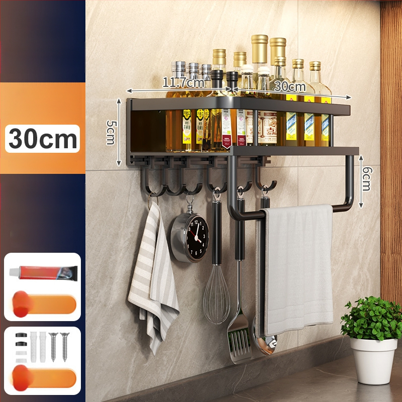 Kuchynský stenový regál zo Space hliníka, multifunkčný s držiakom na nože (bez montáže)