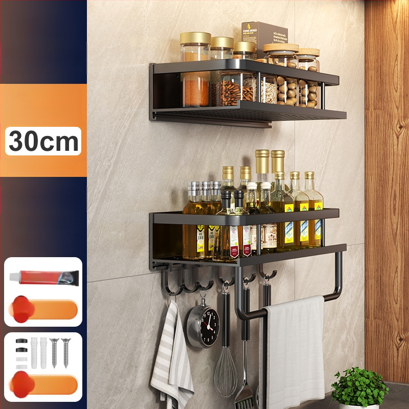 Kuchynský stenový regál zo Space hliníka, multifunkčný s držiakom na nože (bez montáže)