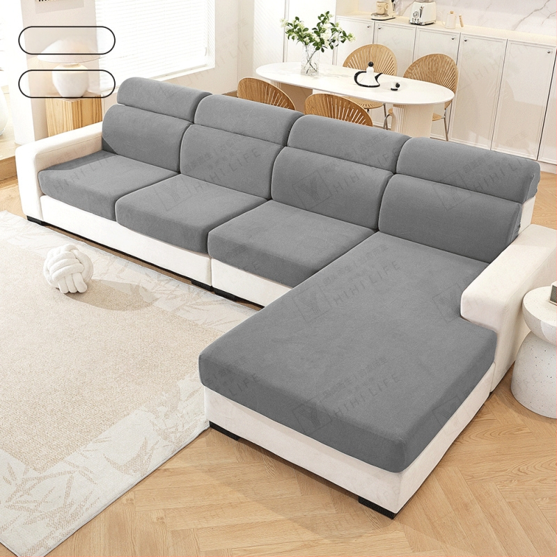 Obal na vankúš sedačky, polyester, protišmykový, univerzálny pre štyri obdobia, kompatibilný s modulárnou pohovkou, jednofarebný vzor, štýl svieži