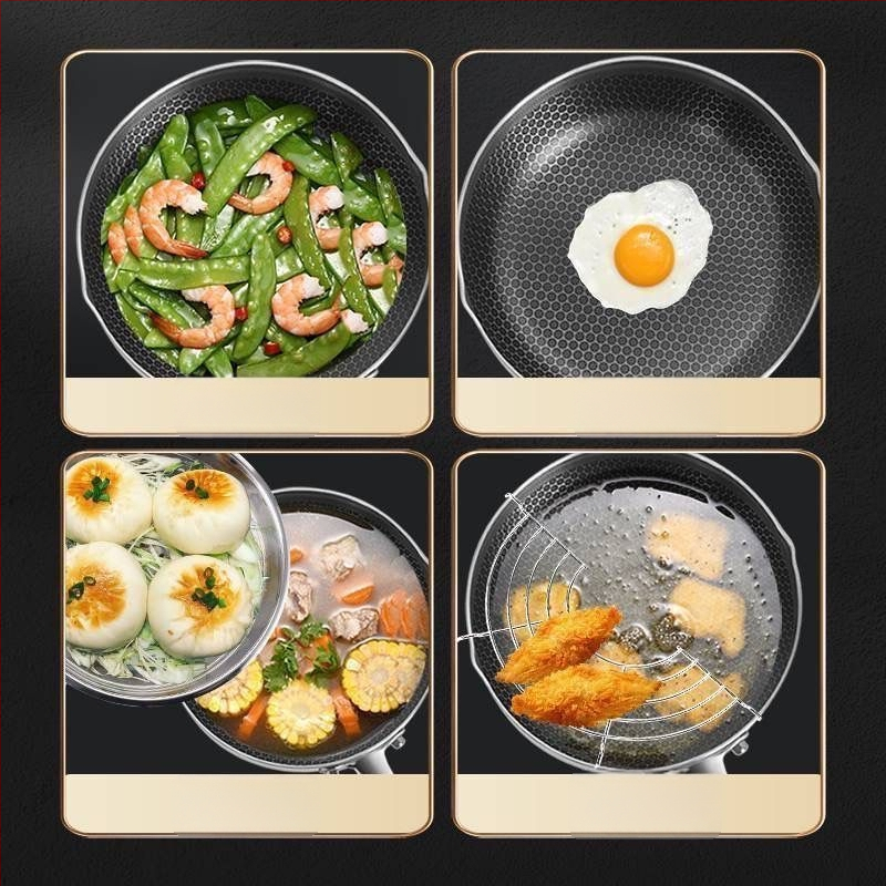 Nerezová polievková kastrola s nepriľnavým povrchom, s dvojitými uchami a textúrou medovej bunky, kompatibilná s indukčnou doskou a plynovým sporákom