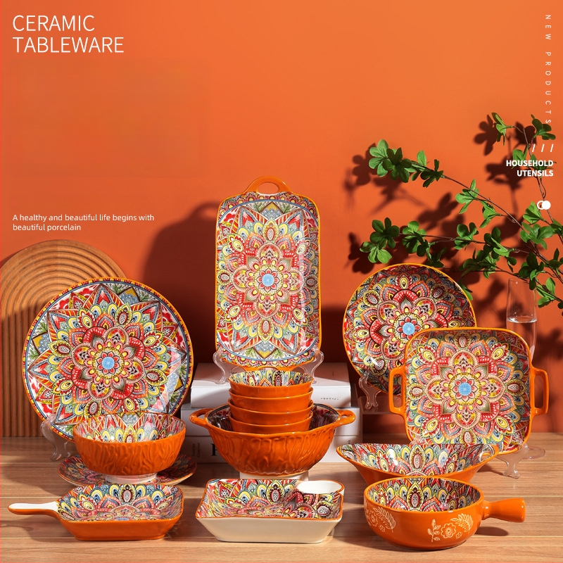 Porcelánový tanier s kvetinovým vzorom, guľatý tvar, podglazúrna farba, vhodný do mikrovlnnej rúry