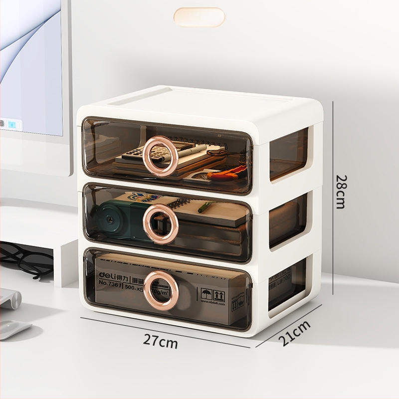Kozmetický úložný box s priehľadnými šuplíkmi – plastový stolný organizér na make-up a starostlivosť o pleť, Yunshina, Jieyang, 2023