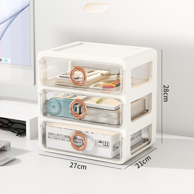 Kozmetický úložný box s priehľadnými šuplíkmi – plastový stolný organizér na make-up a starostlivosť o pleť, Yunshina, Jieyang, 2023