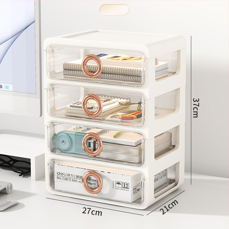 Kozmetický úložný box s priehľadnými šuplíkmi – plastový stolný organizér na make-up a starostlivosť o pleť, Yunshina, Jieyang, 2023