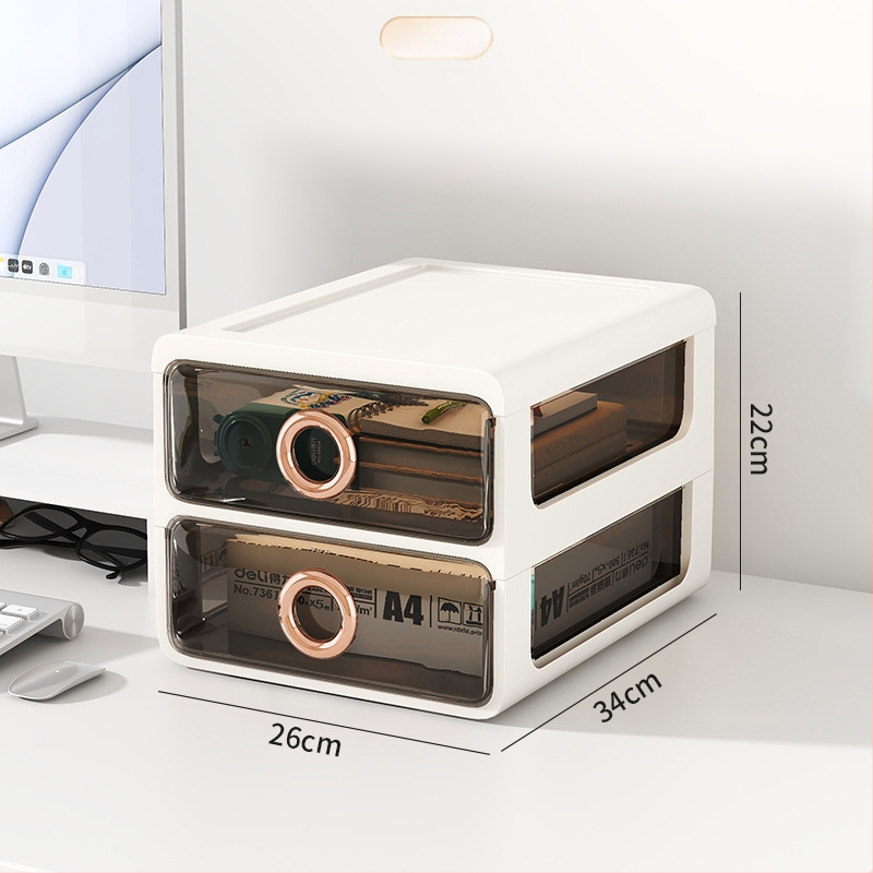 Kozmetický úložný box s priehľadnými šuplíkmi – plastový stolný organizér na make-up a starostlivosť o pleť, Yunshina, Jieyang, 2023