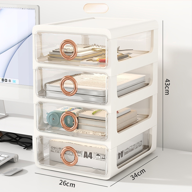 Kozmetický úložný box s priehľadnými šuplíkmi – plastový stolný organizér na make-up a starostlivosť o pleť, Yunshina, Jieyang, 2023