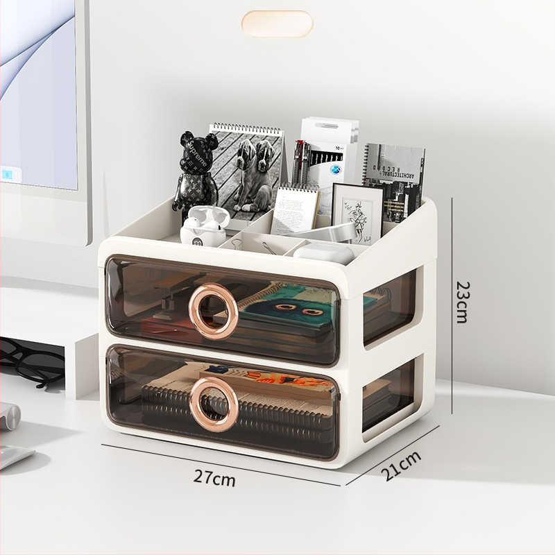 Kozmetický úložný box s priehľadnými šuplíkmi – plastový stolný organizér na make-up a starostlivosť o pleť, Yunshina, Jieyang, 2023