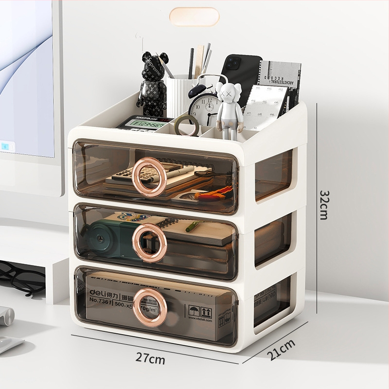 Kozmetický úložný box s priehľadnými šuplíkmi – plastový stolný organizér na make-up a starostlivosť o pleť, Yunshina, Jieyang, 2023