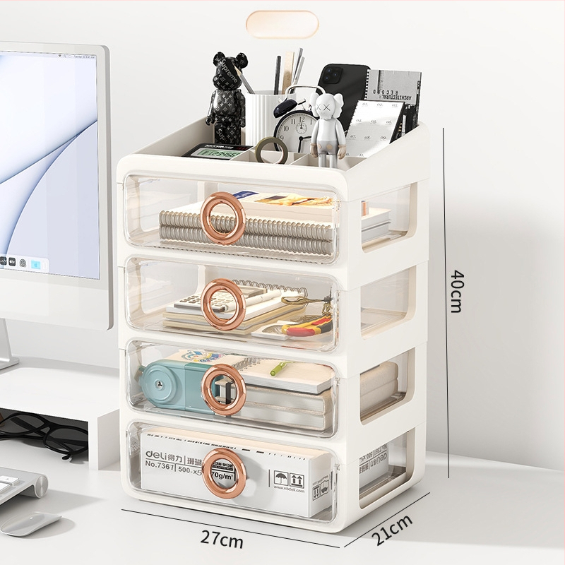 Kozmetický úložný box s priehľadnými šuplíkmi – plastový stolný organizér na make-up a starostlivosť o pleť, Yunshina, Jieyang, 2023