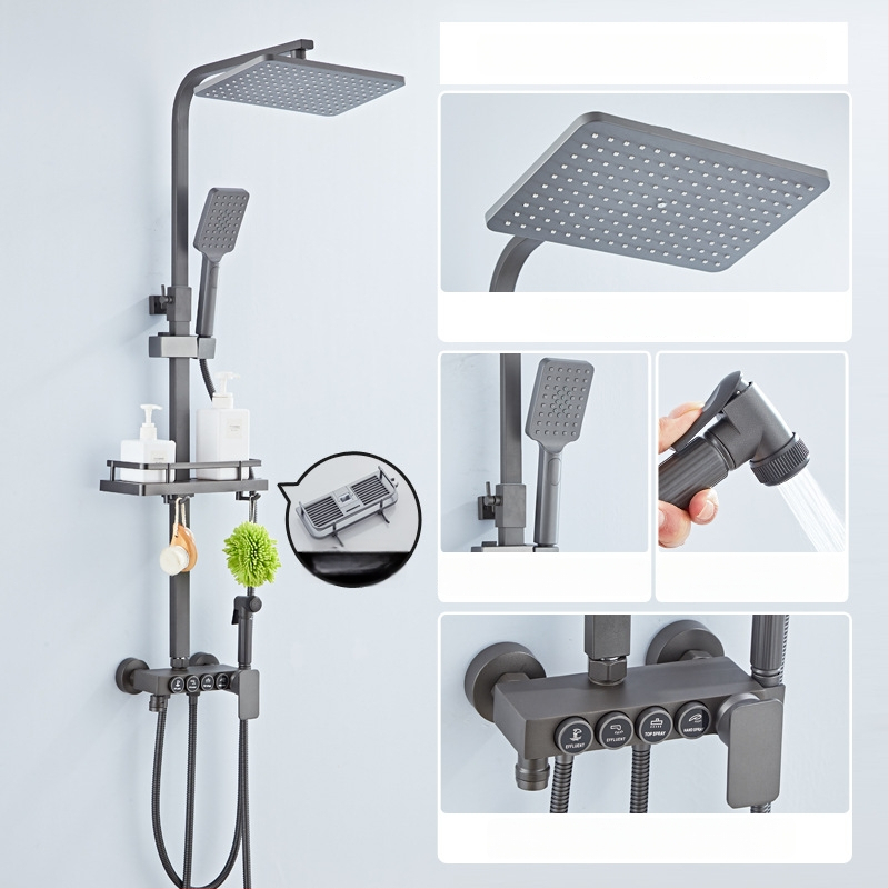 Set sprchovej hlavice s horným prúdom, mosadz, ovládanie teploty s digitálnym displejom, konštantná teplota, nástenná montáž