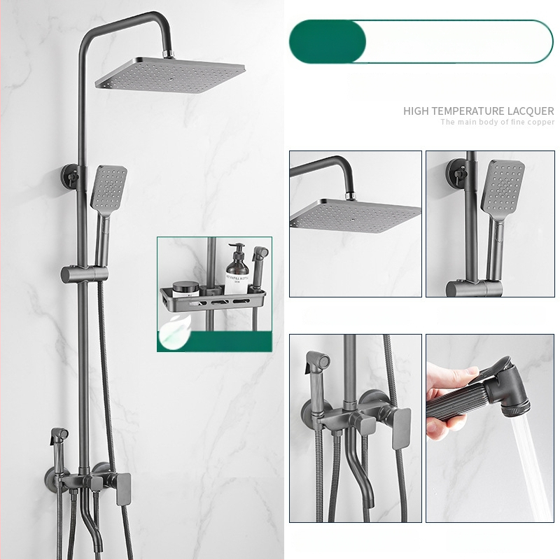 Set sprchovej hlavice s horným prúdom, mosadz, ovládanie teploty s digitálnym displejom, konštantná teplota, nástenná montáž