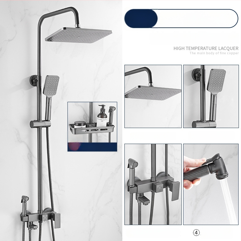 Set sprchovej hlavice s horným prúdom, mosadz, ovládanie teploty s digitálnym displejom, konštantná teplota, nástenná montáž