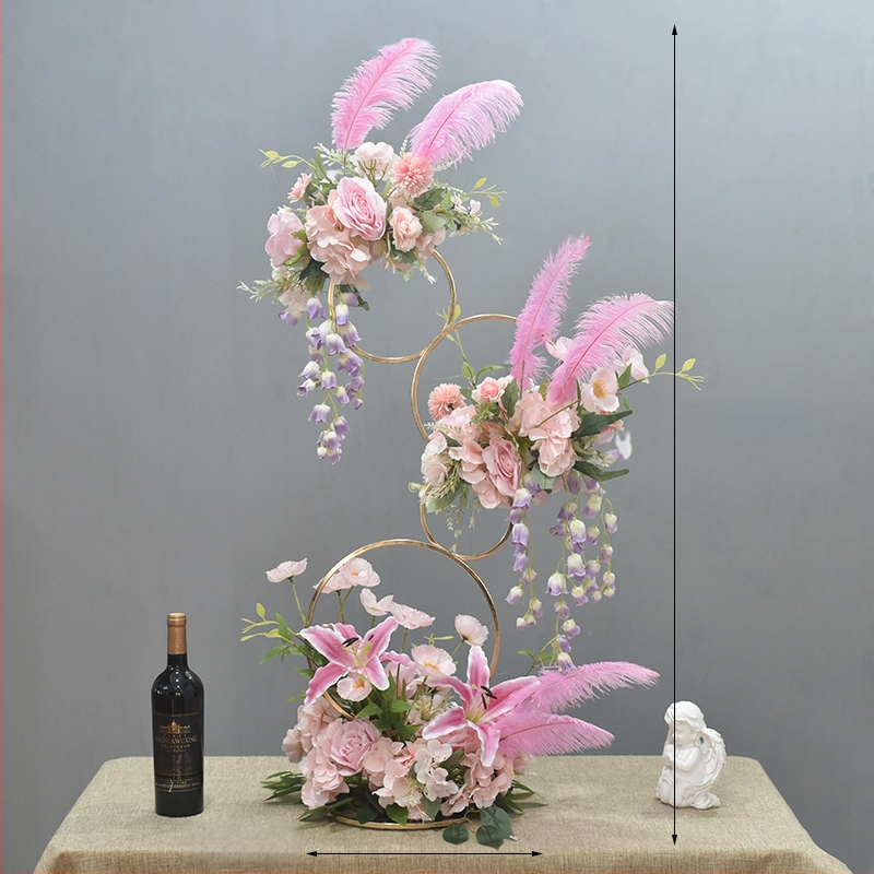 Donut tvarovaný ozdobný kovový kvetinový doplnok so hodvábnymi margarétami