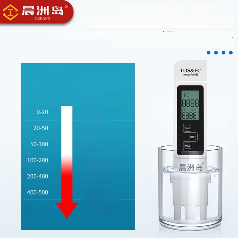 Prenosný analyt kvality vody Morning Island A1 – pH, TDS 0–9999 ppm, vodivosť 0–9999 µS/cm, presnosť 2% F.S.