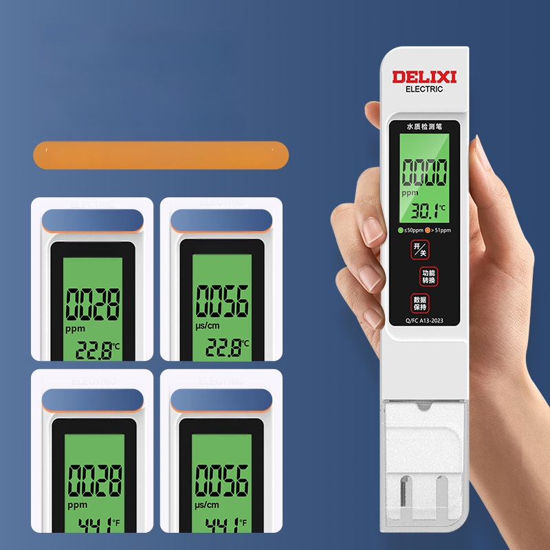 Delixi DLX-GM766 Prenosný analyzátor kvality vody – TDS merač pre vodu z kohútika a pitnú vodu, rozsah merania 0-9990 ppm, presnosť ±2% FS, napájanie 3V