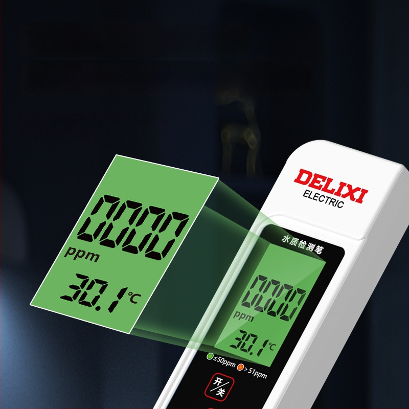 Delixi DLX-GM766 Prenosný analyzátor kvality vody – TDS merač pre vodu z kohútika a pitnú vodu, rozsah merania 0-9990 ppm, presnosť ±2% FS, napájanie 3V