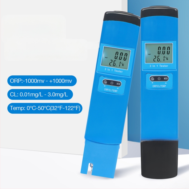 Prístroj na kvalitu vody – ORP, chlór a teplota (tri v jednom) pre akváriá, bazény a pitnú vodu