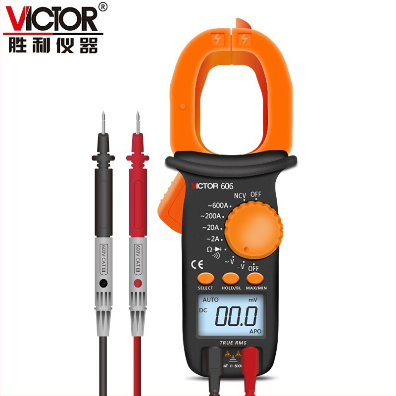 Digitálny klešťový merací prístroj VC606A/B/G/H6016C/610B/A – rozsah 600 A, číslicový displej, ampermeter a meranie kapacitancie