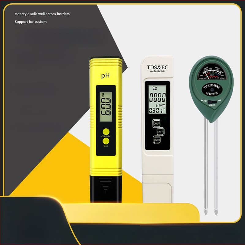 ws-01 3-v-1 tester vody a pôdy (EC, pH, TDS) – rozsah: voda 0-9990, pH 0-14 (voda/pôda), presnosť ±2-3%, rozlíšenie 1 ppm / 0.01 pH, napájanie 3V