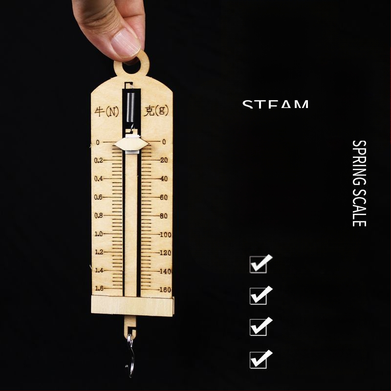 Dynamometer s pružinou – drevená vzdelávacia hračka pre vek 7–14, balené v taške, OEM logo
