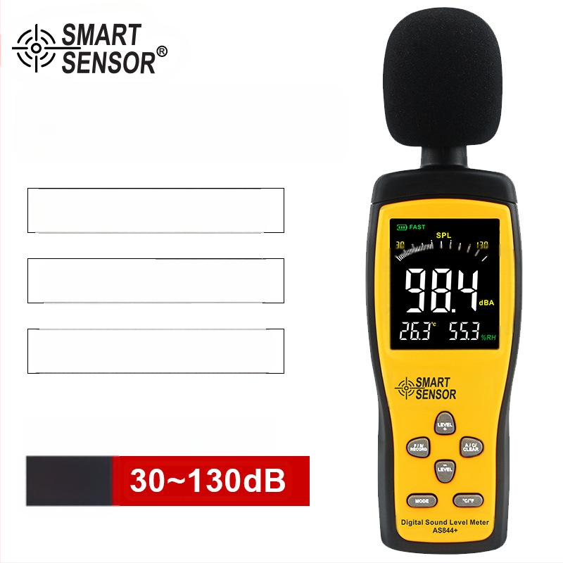 Hima AS844+ digitálny hlukomer, rozsah merania 30–130 dB, presnosť ±1,5 dB, rozlíšenie 0,1 dB