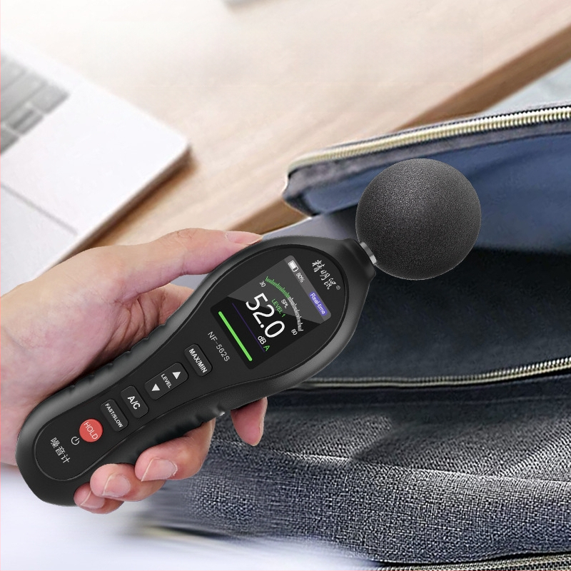 NF-562S digitálny merač hluku – ručný, vysoká presnosť, 0–40°C, hmotnosť 0,1 kg