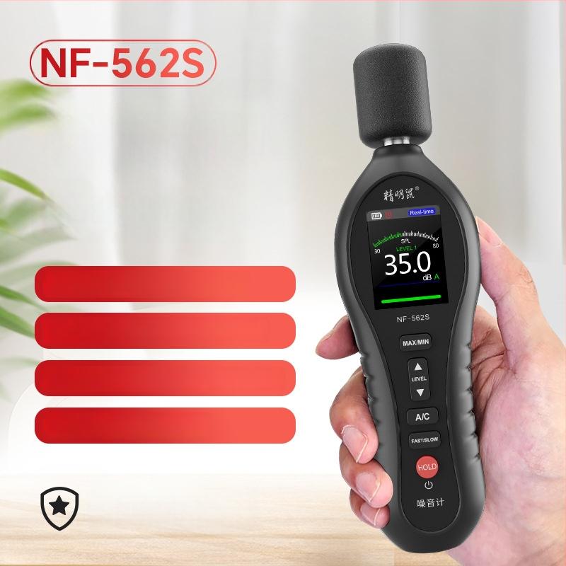 NF-562S digitálny merač hluku – ručný, vysoká presnosť, 0–40°C, hmotnosť 0,1 kg