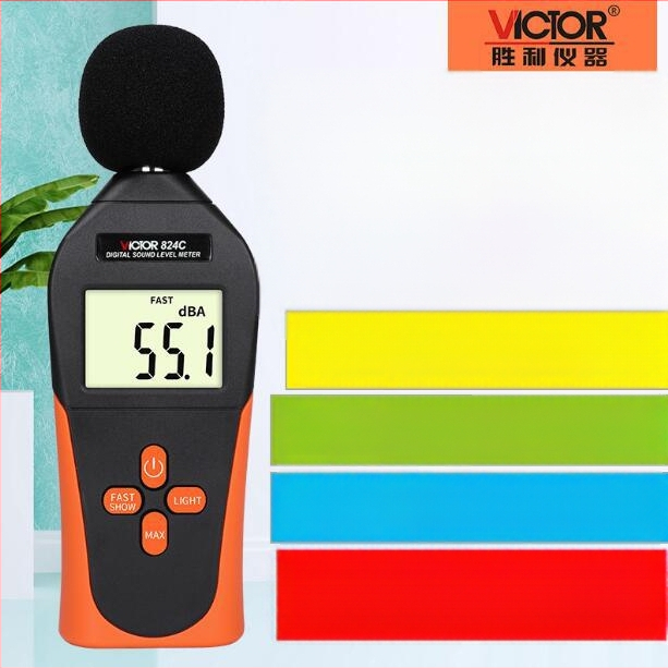 Digitálny hlukomer VC824/VC824C | kompaktný merací prístroj hluku | rozsah 130 dB, presnosť 0.1, rozlíšenie 0.1