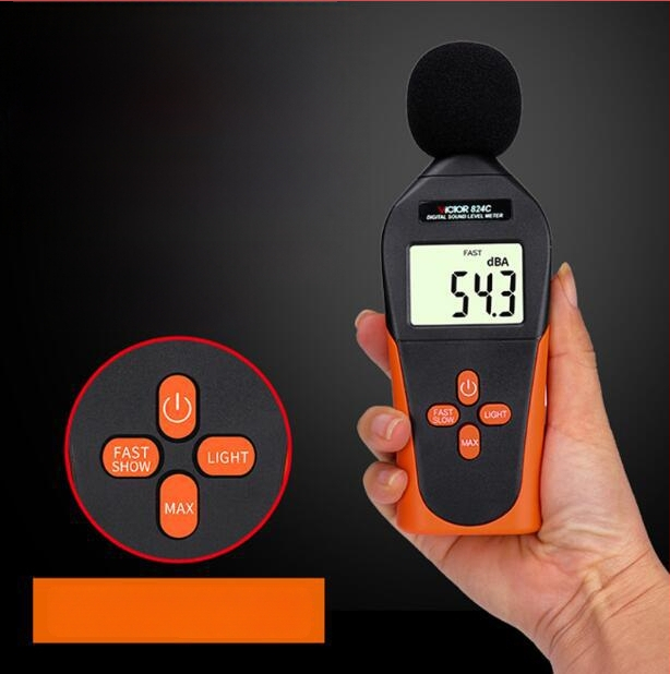 Digitálny hlukomer VC824/VC824C | kompaktný merací prístroj hluku | rozsah 130 dB, presnosť 0.1, rozlíšenie 0.1