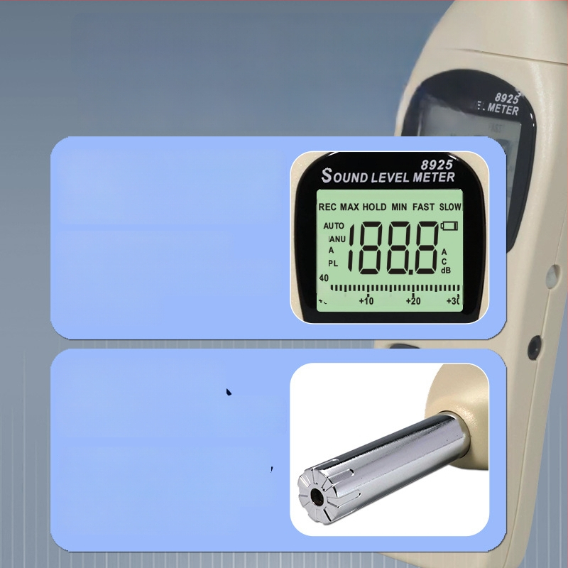 AZ8925-digitálny hlukomer, Az/Hengxin, rozsah merania 40–130 dB, presnosť ±2 dB, rozlíšenie 0,1 dB, prevádzková teplota −10 až 60 °C