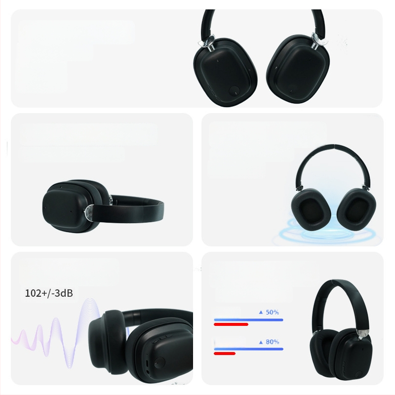 Căști wireless negre cu ANC, sunet stereo, Bluetooth, pentru gaming pe laptop, autonomie îndelungată a bateriei