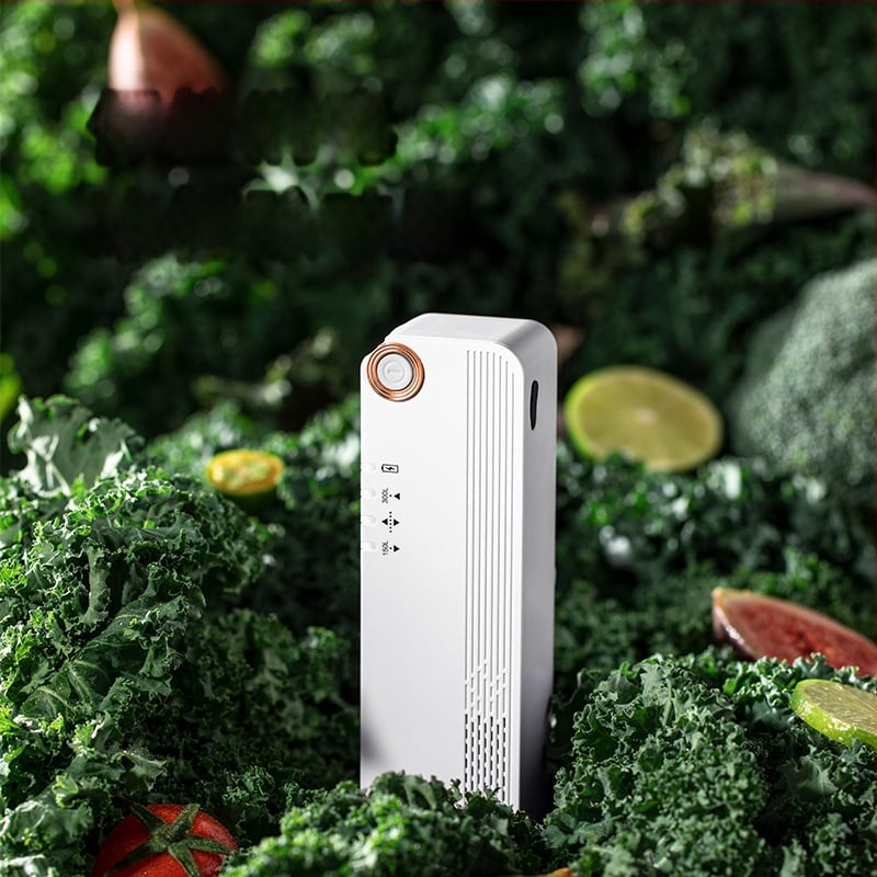 Dezodorizátor a sterilizátor do chladničky, USB napájaný, model QH-XD16, vhodný pre 41–60 m², hluk <45 dB, tlačidkové ovládanie