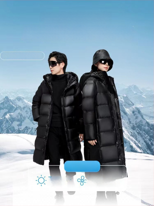 Prešívaný kabát s husím perím, extra hrubý, s kapucňou, predĺžený strih, výplň 301–350 g