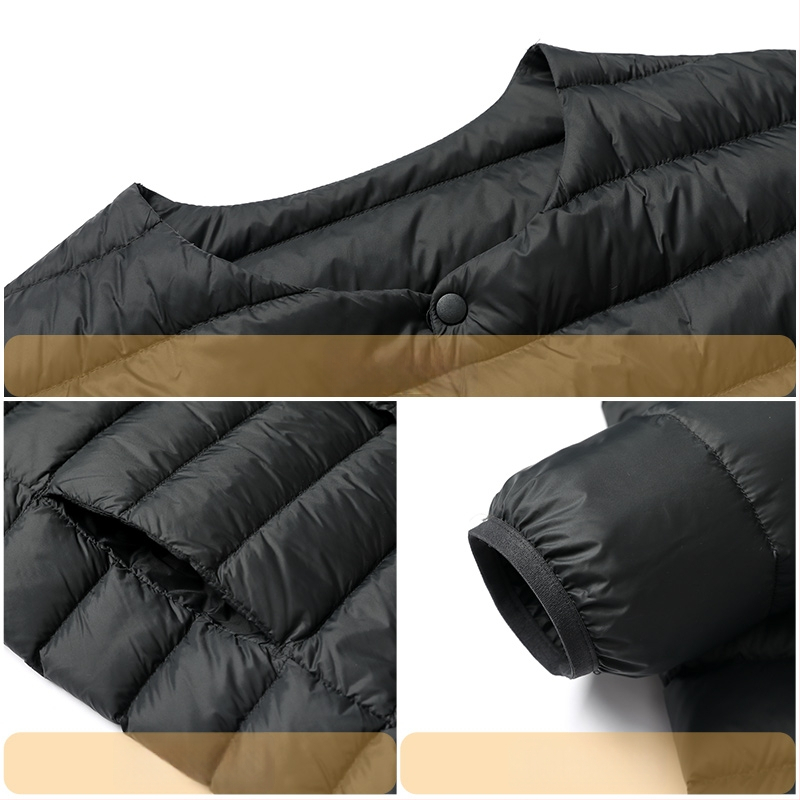 Vyriska pūkinė striukė – lengva žieminė, balta antis pūka (86–90%), 550 užpildymo galia, išorinis audinys nailonas/poliamidas 100%, pamušalas poliesteris 100%, siauras kirpimas