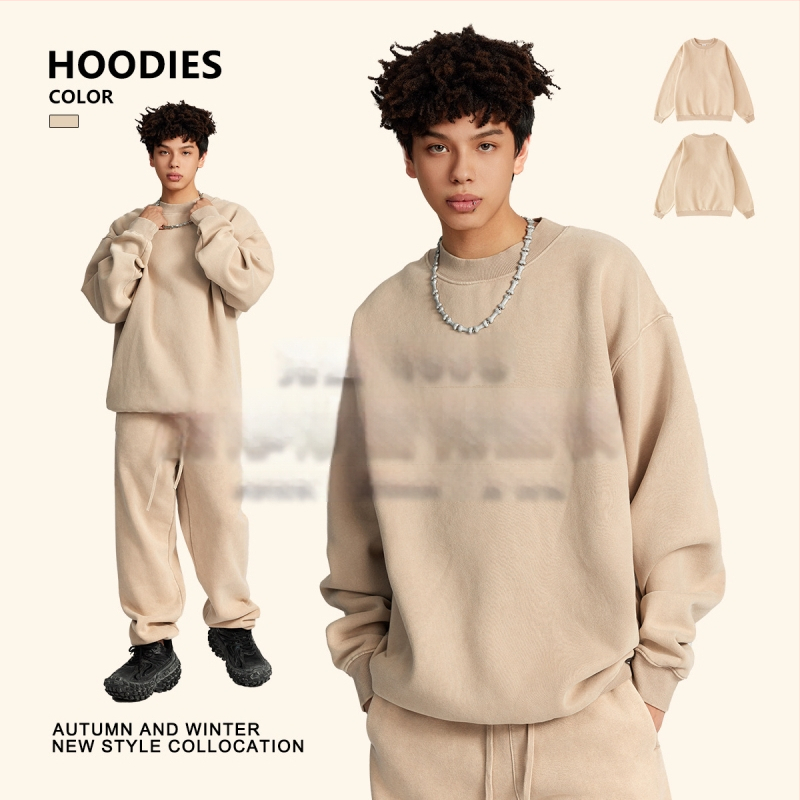 BE THRIVED meeste džemper trikot, flis voodri ja puuvillase vooder, ümmargune kaelus, pikad varrukad, vaba lõige (Sügis/Talv 2025)